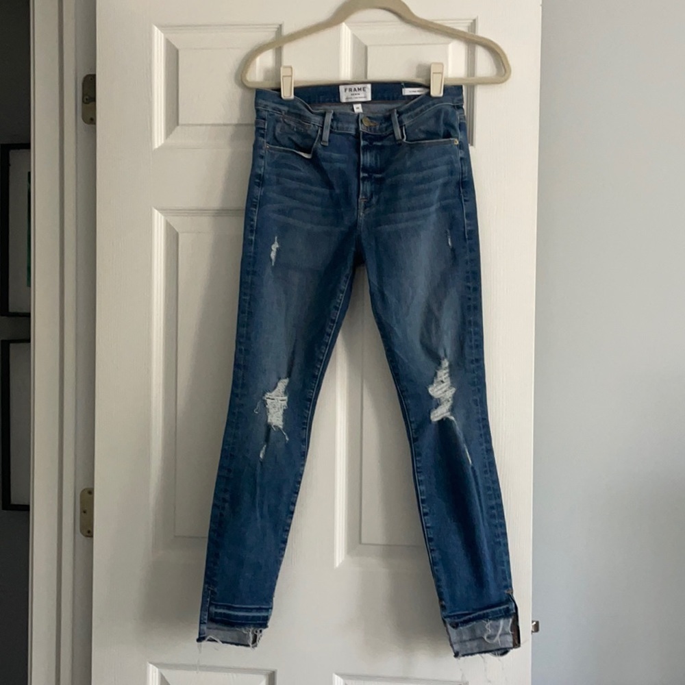 Frame le high skinny distressed‎ jeans 28